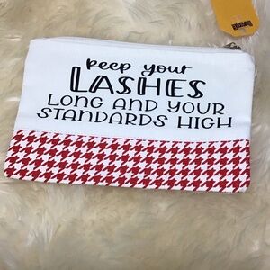 NWT Red and White Houndstooth Cosmetic Bag